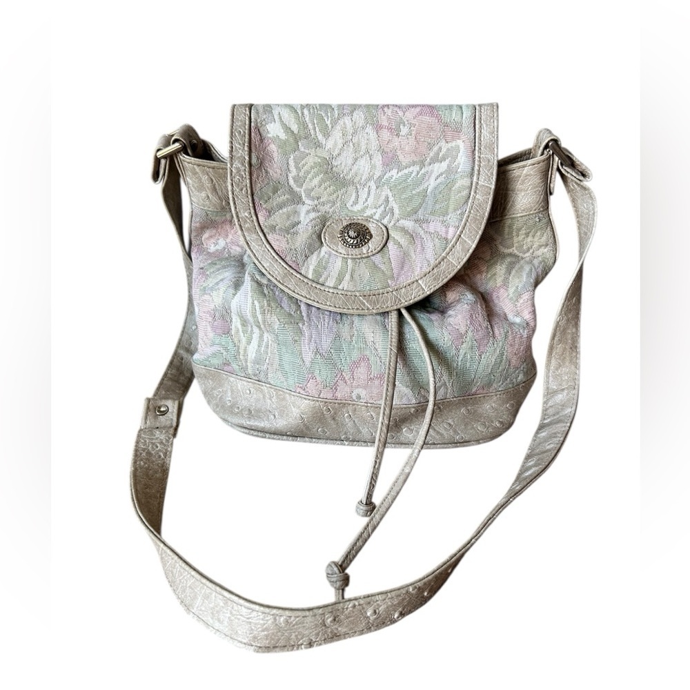 Unique Vintage Tapestry Toni Handbags w/Faux Ostrich Leather